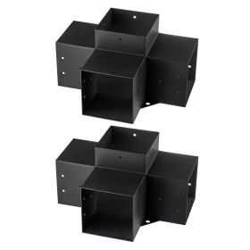 VEVOR Pergola Bracket Kit 6''x6''(Inner Size 5.6x5.6), 2pcs 4-Way Heavy Duty Corner Bracket Woodworks DIY Post Base Kit