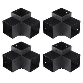 VEVOR Pergola Bracket Kit 6''x6''(Inner Size 5.6x5.6), 4pcs 3-Way Heavy Duty Corner Bracket Woodworks DIY Post Base Kit