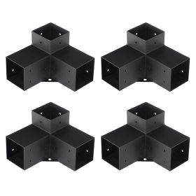 VEVOR Pergola Bracket Kit 4''x4''(Inner Size 3.6x3.6), 4pcs 3-Way Heavy Duty Corner Bracket Woodworks DIY Post Base Kit