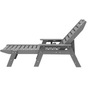 VEVOR Chaise Lounge Chair, 400 lbs Weight Capacity, 6 Positions Adjustable Patio Lounge Chair, Outdoor HDPE Lounge Chair with Backrest & Cup Hold (Color: Gray)
