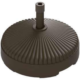 Round Patio Umbrella Base Holder, Heavy Duty Outdoor Umbrella Stand Base, Filled Up to 62lbs with Stand or 51lbs with Water for Garden, Poolside (Color: Brown)