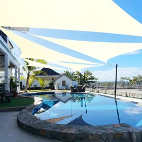 Artpuch Custom Size Cream Sun Shade Sail Triangle Canopy 185 GSM Durable Fabric UV Block Awning for Outdoor Patio Garden Backyard (Customized Ava (Color: Cream, size: 13x24x27.3)