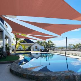 Artpuch Custom Size Rust Red Sun Shade Sail Triangle Canopy 185 GSM Durable Fabric UV Block Awning for Outdoor Patio Garden Backyard (Customized (Color: Rust Red, size: 20x22x29.7)